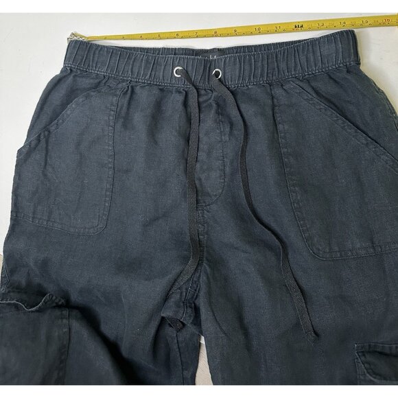 Nicole Miller 100% European Flex Linen Black Cargo Jogger Pants M Women’s - Picture 7 of 7